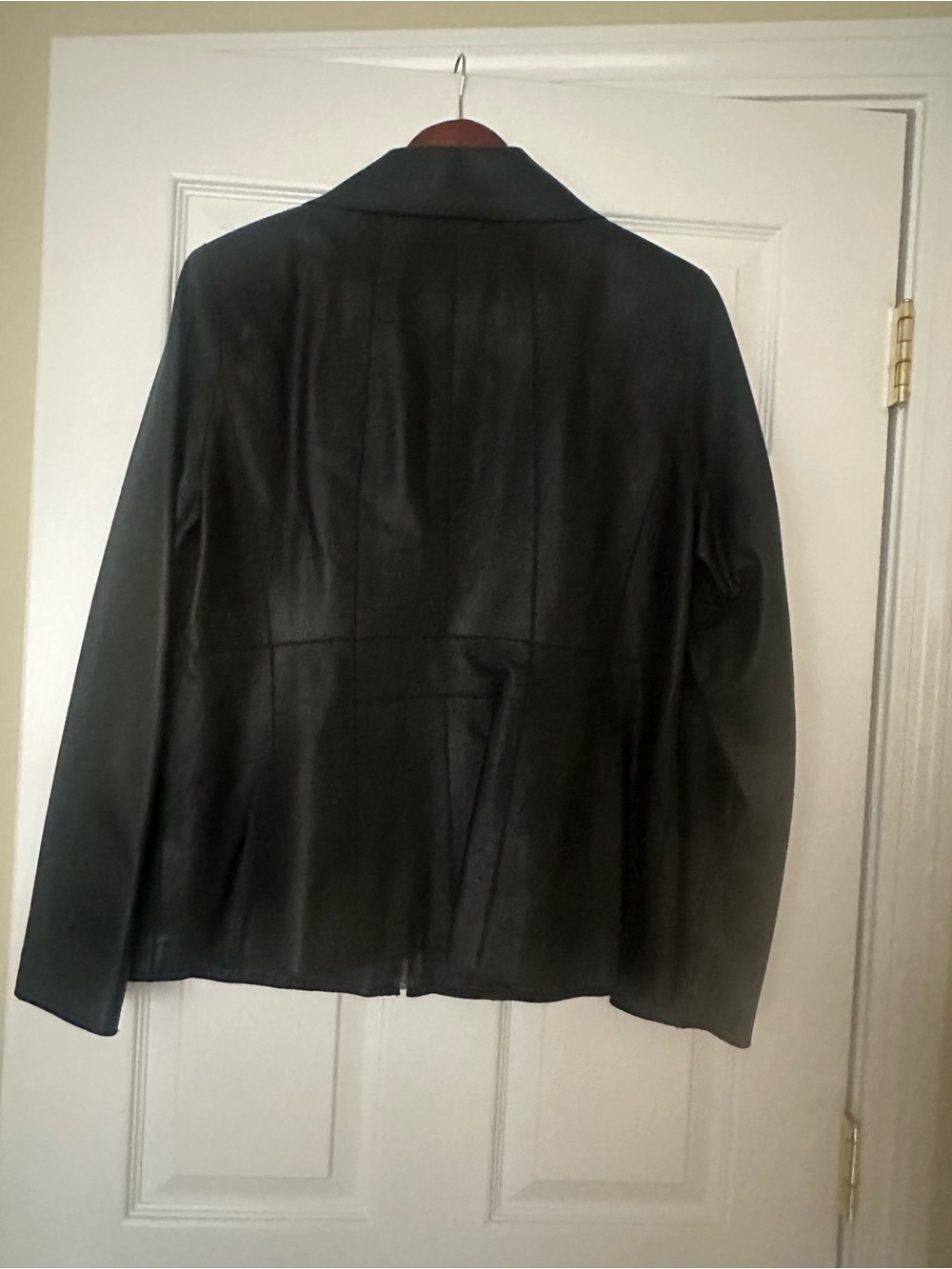 Cole Haan Black Leather Back-Panel Blazer Jacket